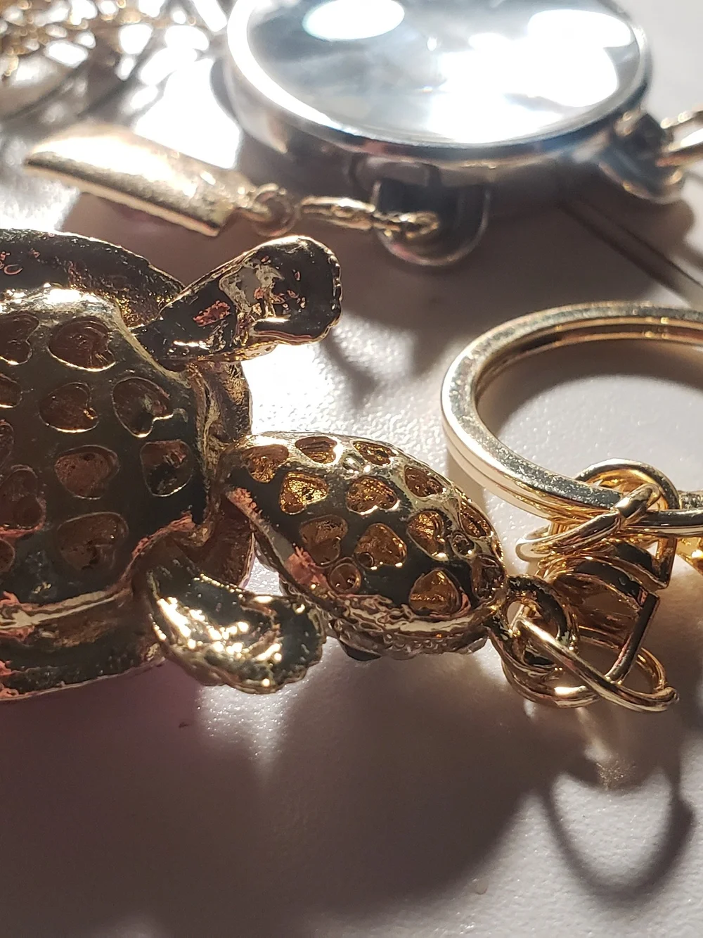 Siren's Collection Pink & Golden Turtle Keychain